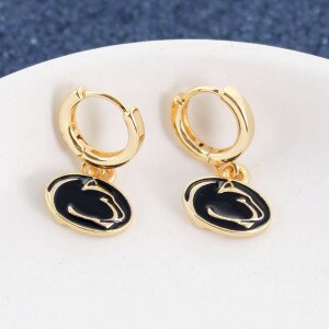 gold huggie hoop earrings with Penn State Athletic Logos